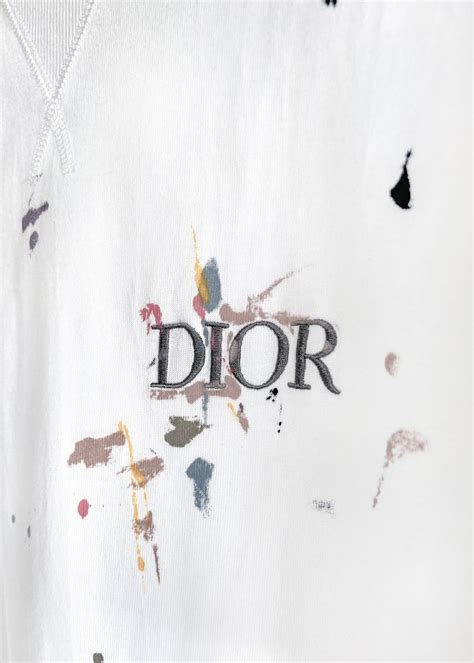 Dior 2021 White Paint Splatter Logo T